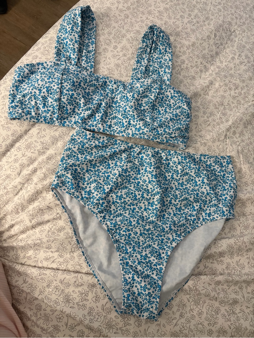 SHEIN Blue Floral High-Waist Bikini Set